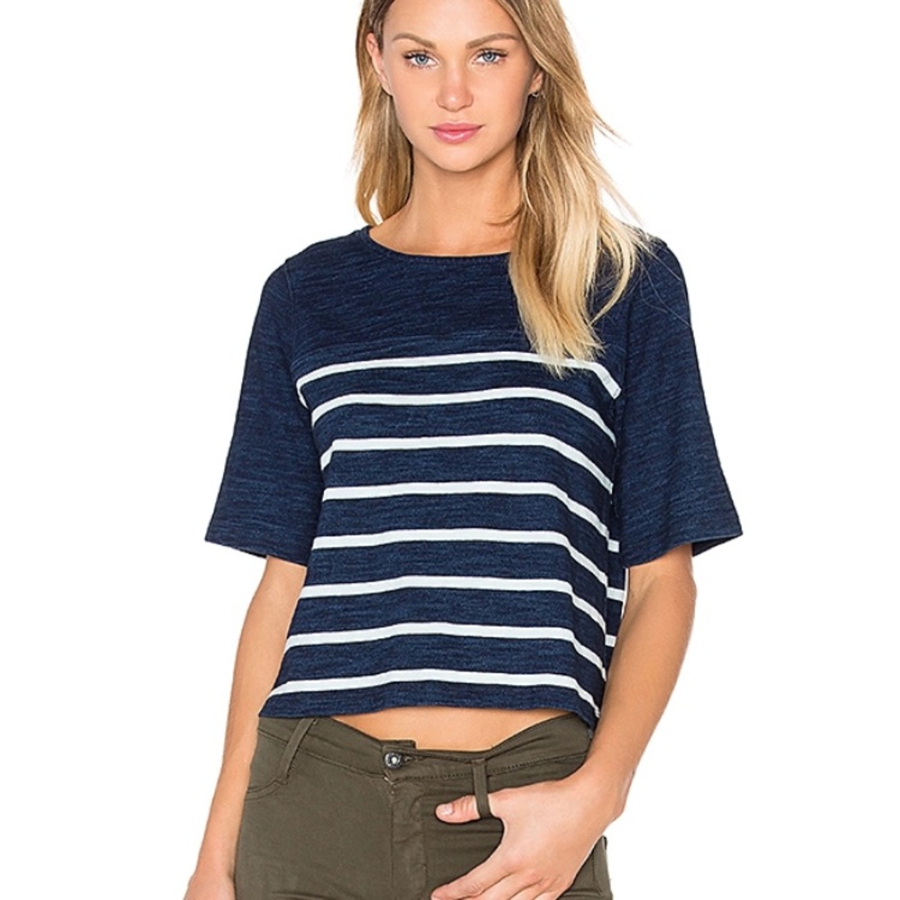 Adriano Goldschmied AG Vex Tee in Indigo Stripe XS